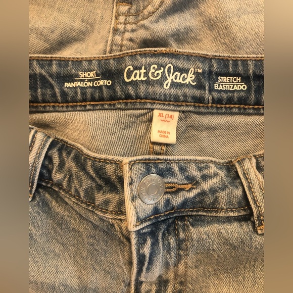 2 Pair Cat & Jack Light Blue Frayed Jean Shorts in great cond size girls XL (14) - Picture 7 of 9